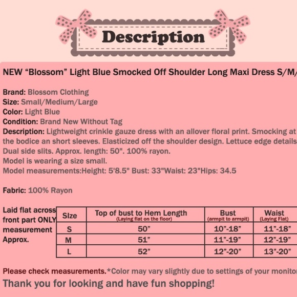 Light Blue Floral Smocked Off Shoulder Maxi Dress - Picture 8 of 8